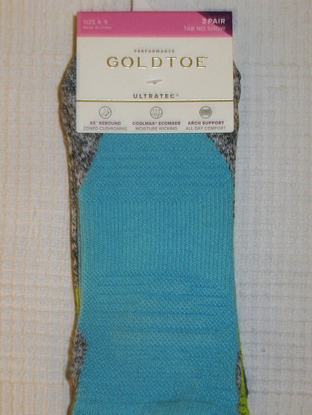 Gold Toe Performance Ultratec Tab No Show Womens Socks Coolmax Arch Support 3 PR